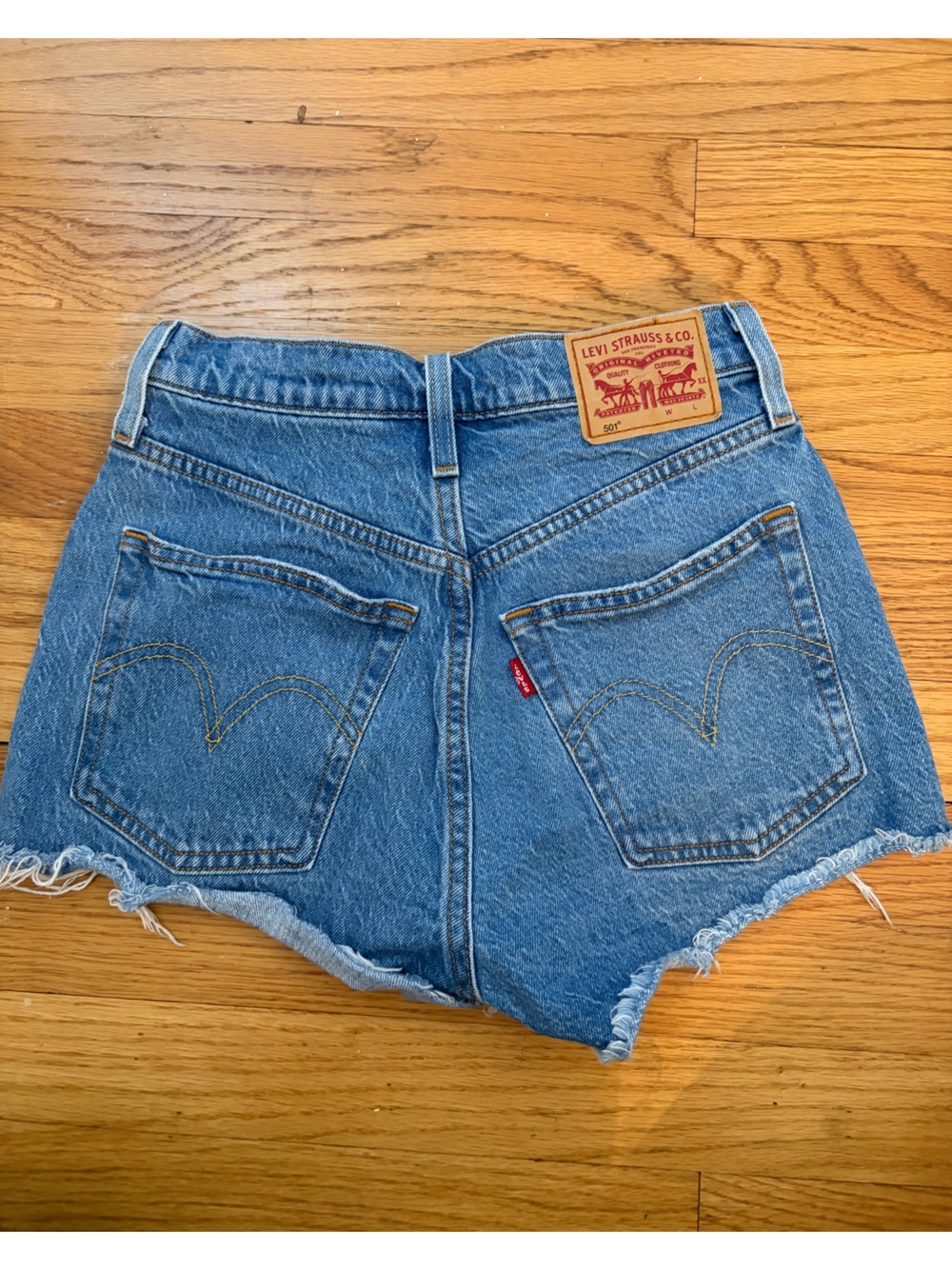 Levi's Blue Denim Cutoff Shorts with Frayed Hem